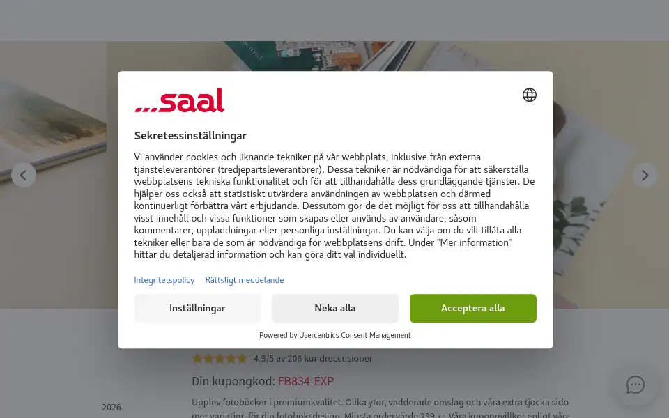 Screenshot of saal-digital.se