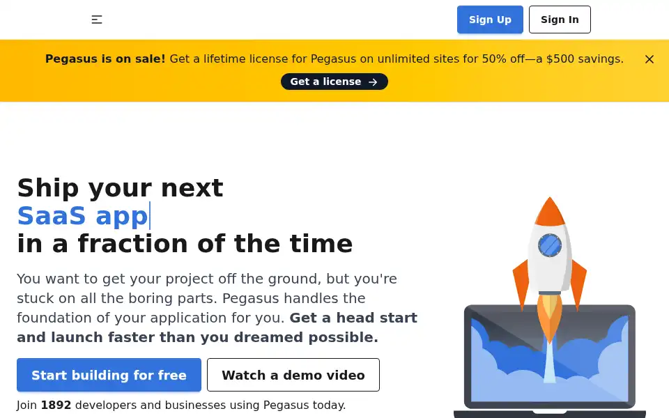 Screenshot of saaspegasus.com