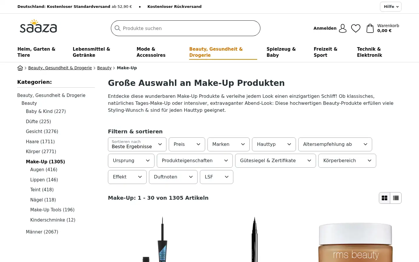 Screenshot of saaza.de