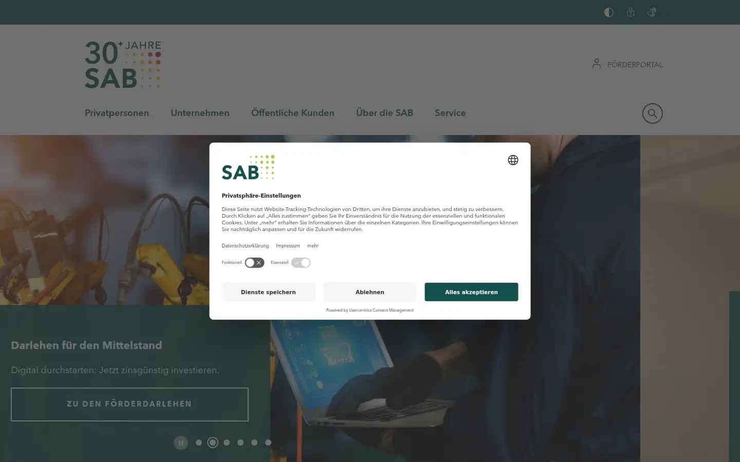 Screenshot of sab.sachsen.de