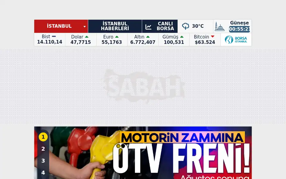 Screenshot of sabah.com.tr