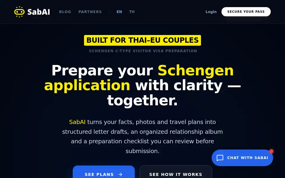 Screenshot of sabaivisa.com