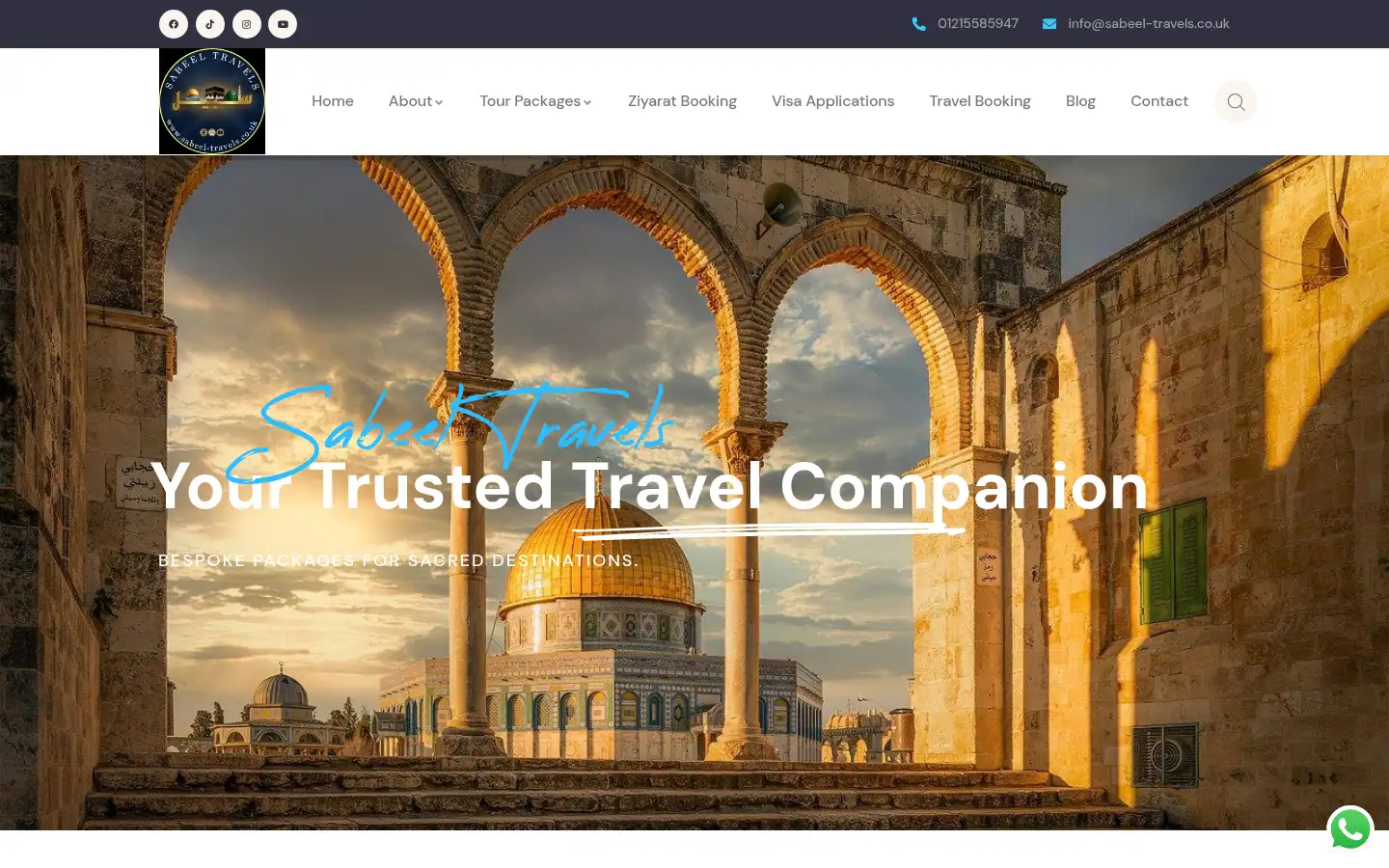 Screenshot of sabeeltravels.co.uk
