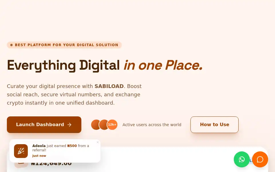 Screenshot of sabiload.com