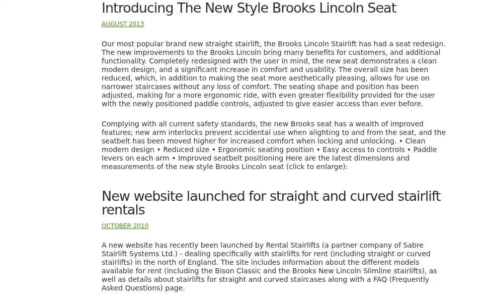 Screenshot of sabre-stairlifts.co.uk