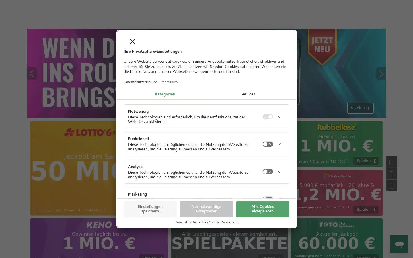 Screenshot of sachsenlotto.de