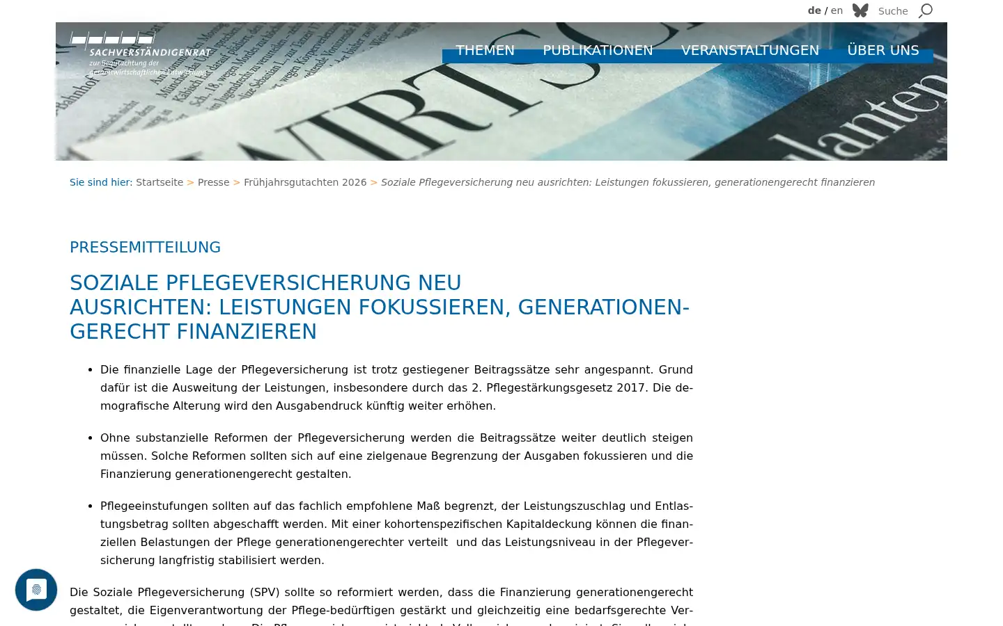 Screenshot of sachverstaendigenrat-wirtschaft.de