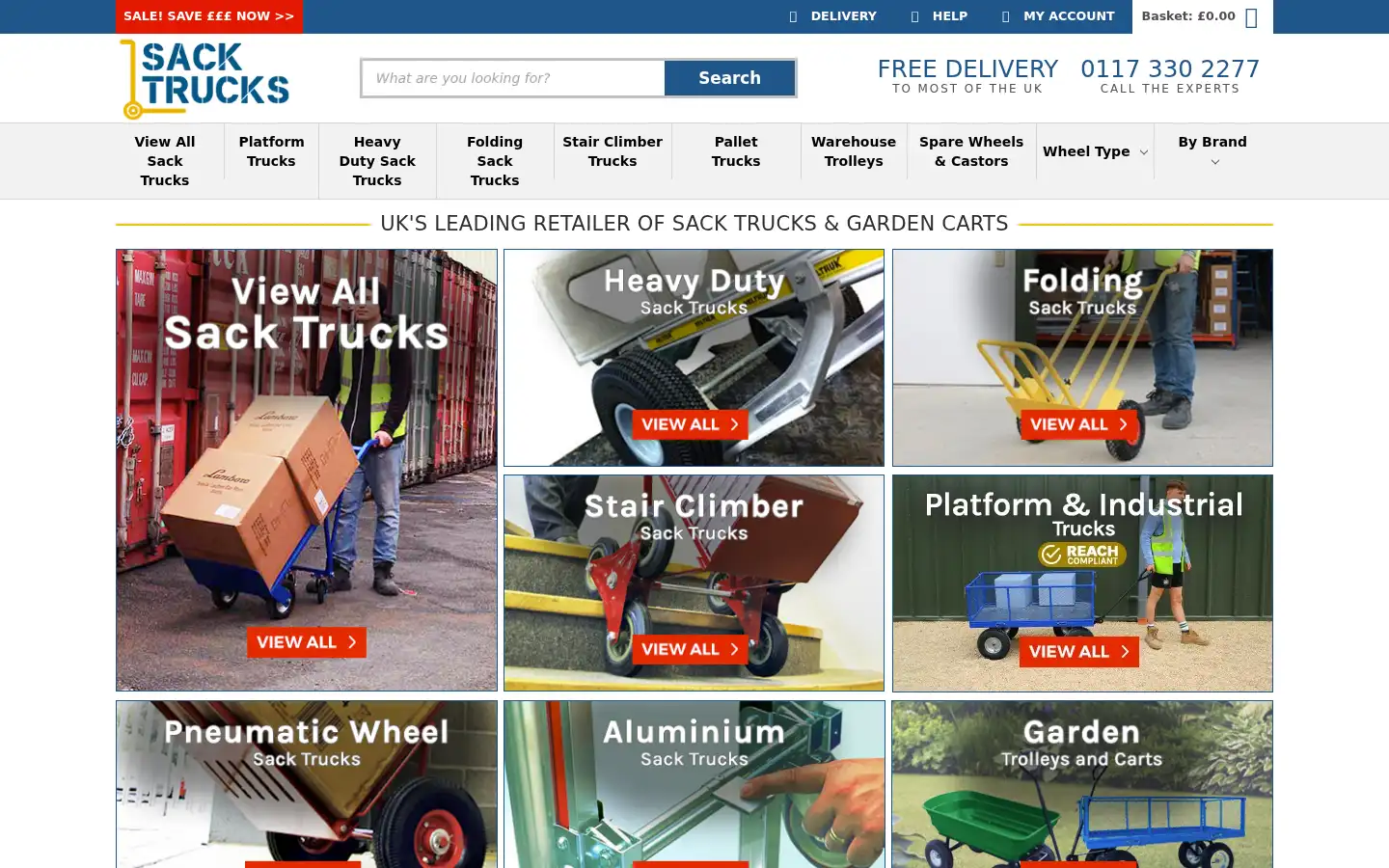 Screenshot of sacktrucksdirect.co.uk