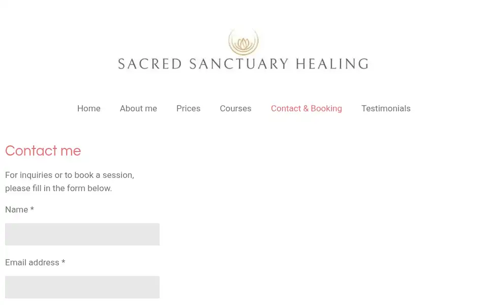 Screenshot of sacredsanctuaryhealing.com