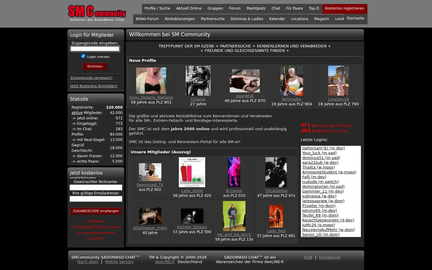 Screenshot of sadomasochat.de