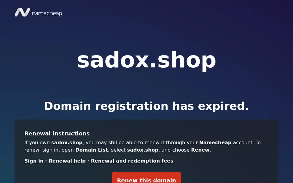 Screenshot of sadox.shop