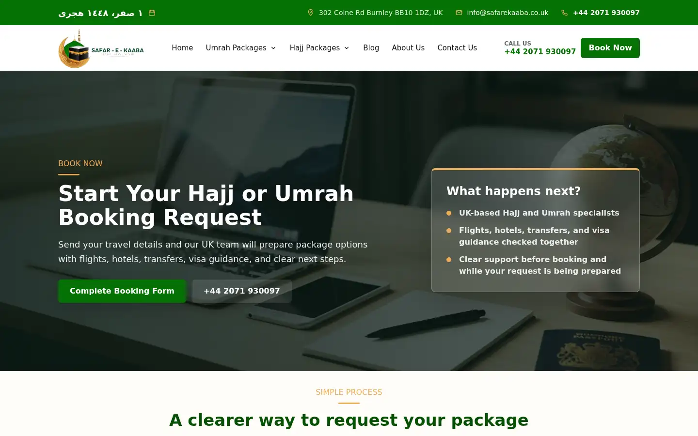 Screenshot of safarekaaba.co.uk