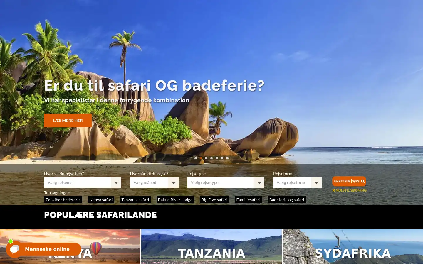 Screenshot of safarieksperten.dk