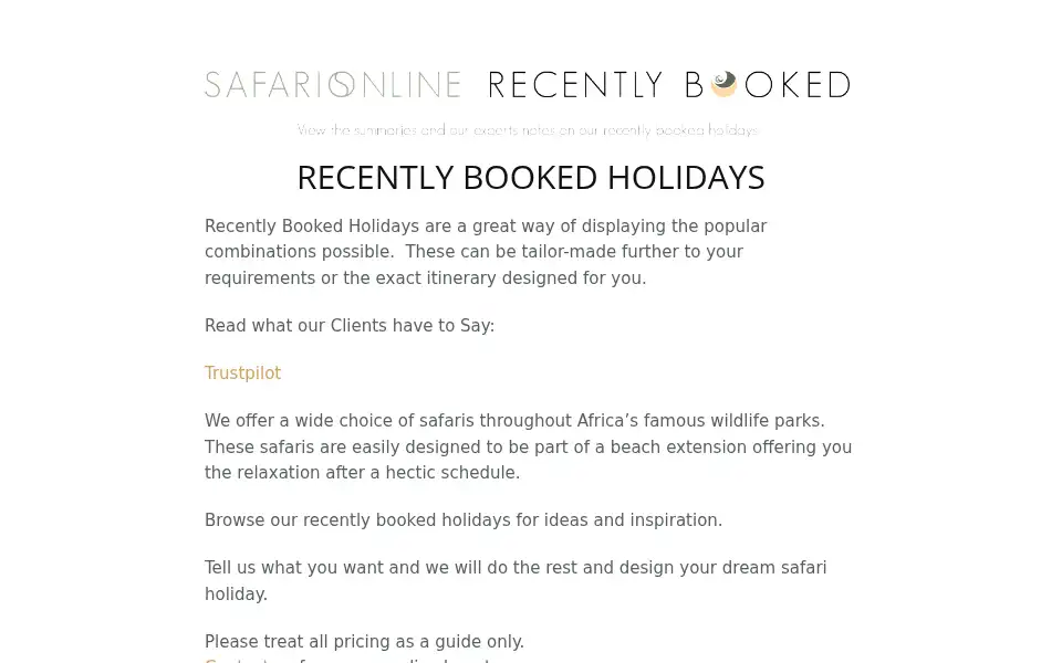 Screenshot of safarisonline.co.uk