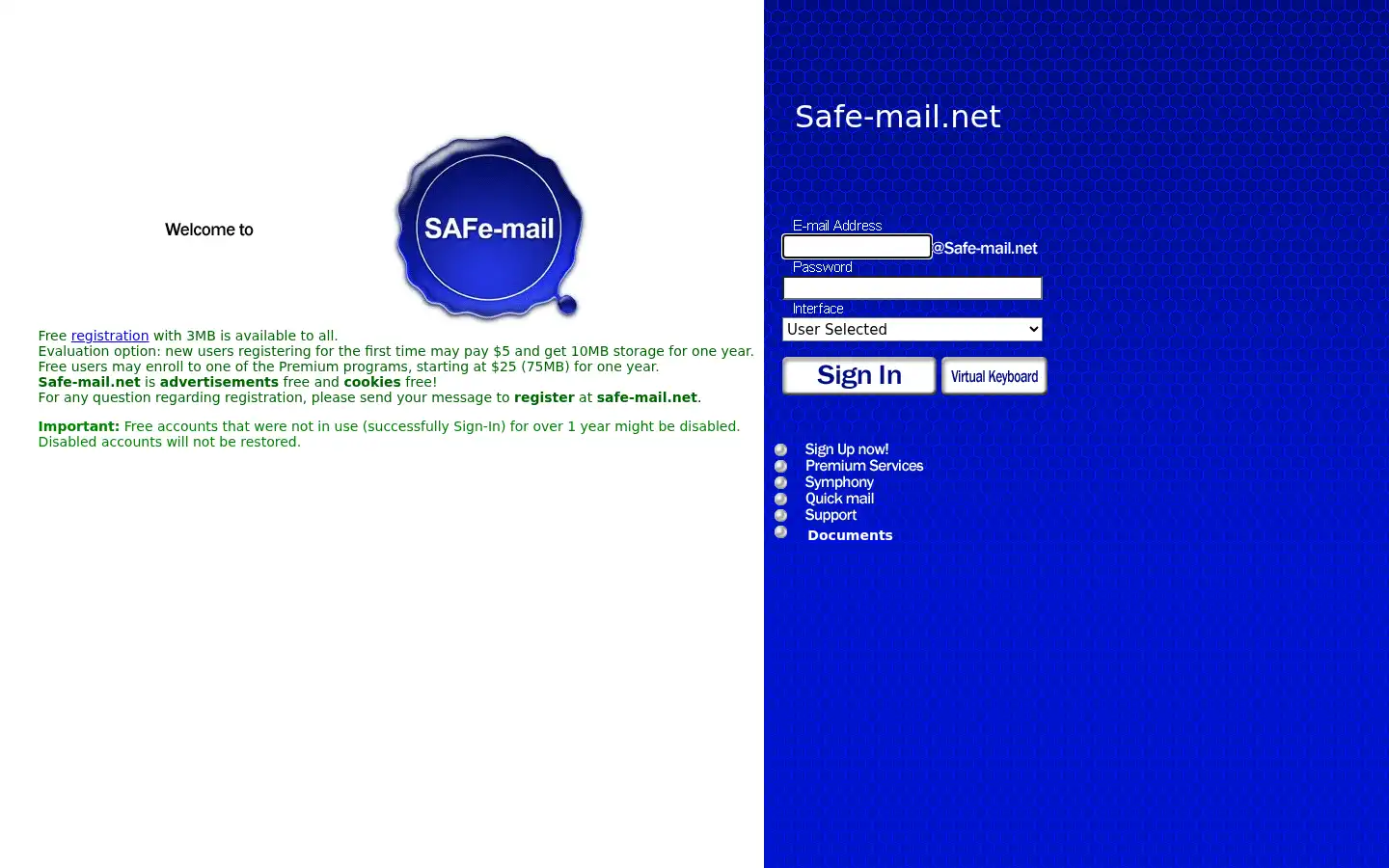 Screenshot of safe-mail.net