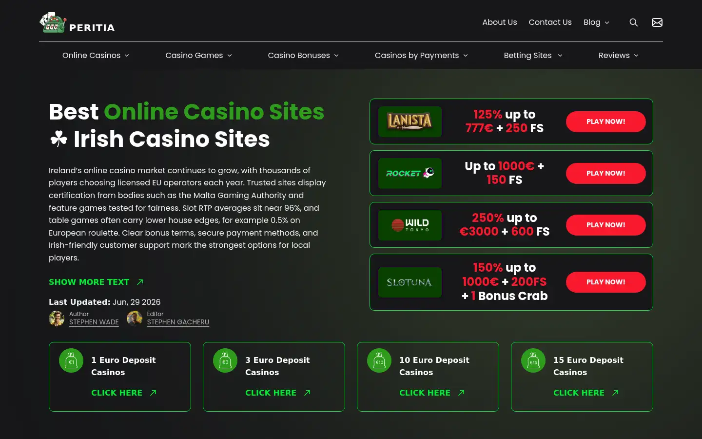 Screenshot of safecasinos.ie