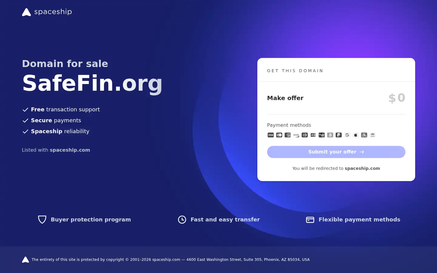 Screenshot of safefin.org