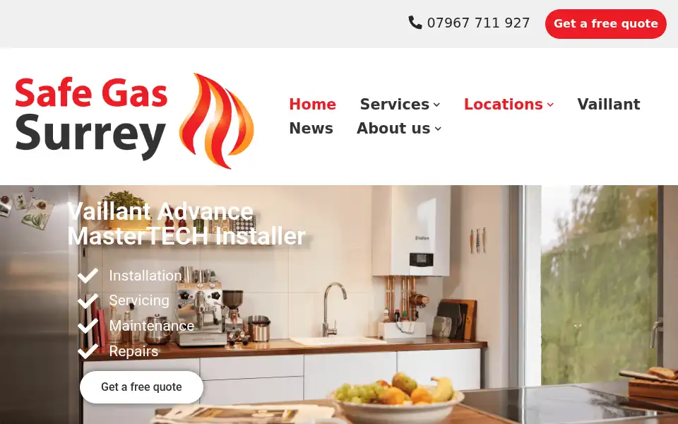 Screenshot of safegassurrey.co.uk
