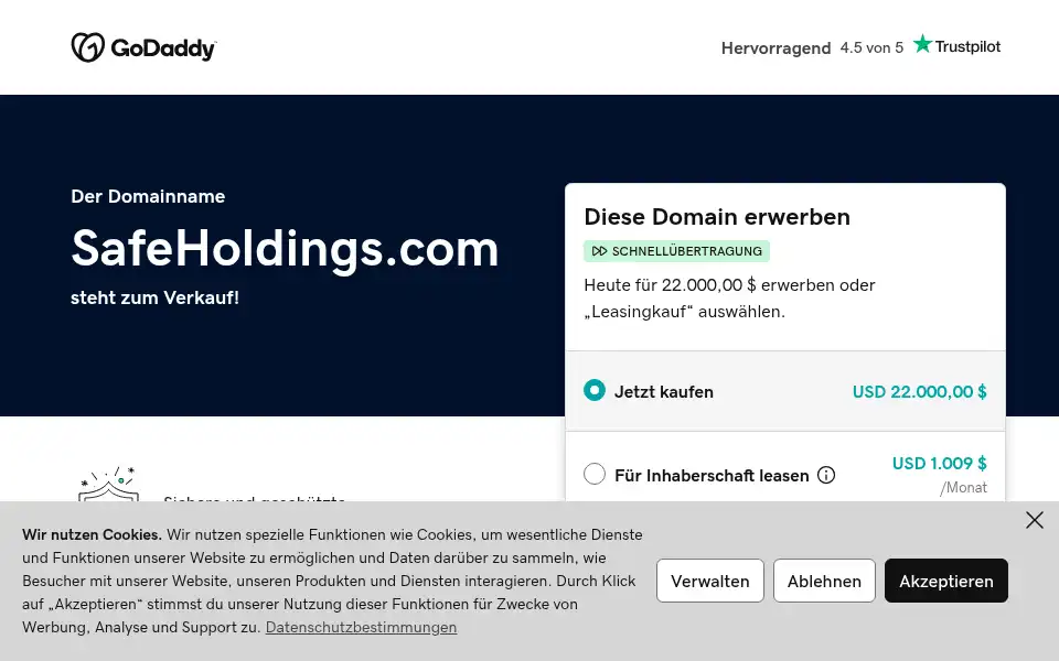 Screenshot of safeholdings.com