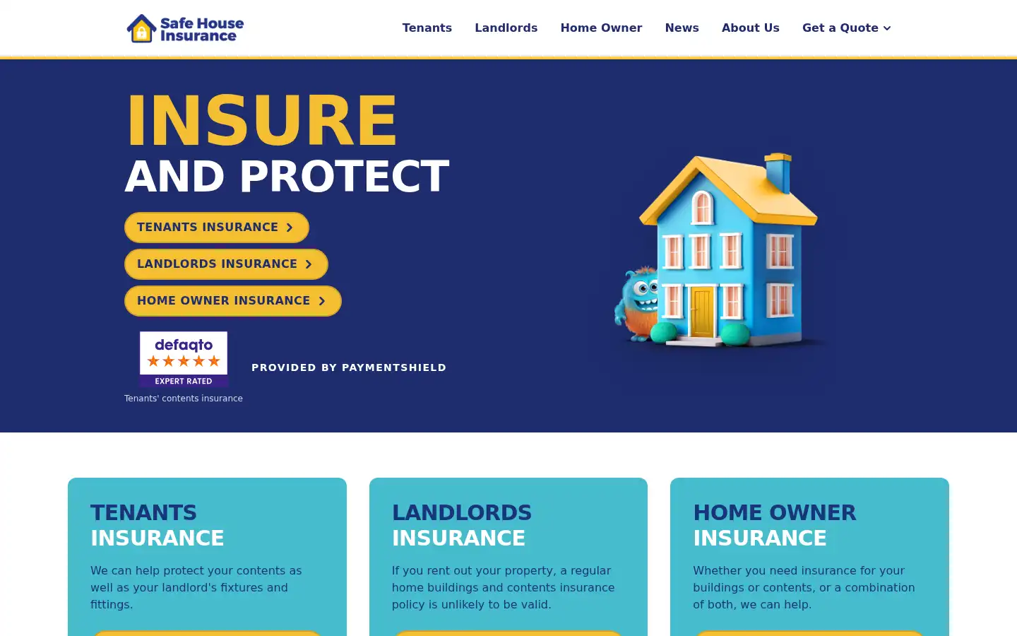 Screenshot of safehouseinsurance.co.uk