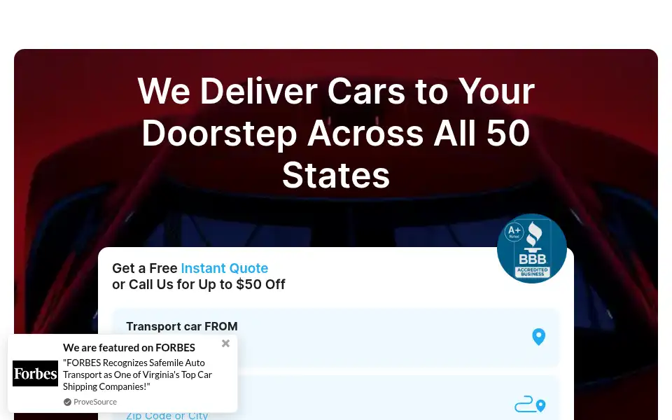 Screenshot of safemileautotransport.com