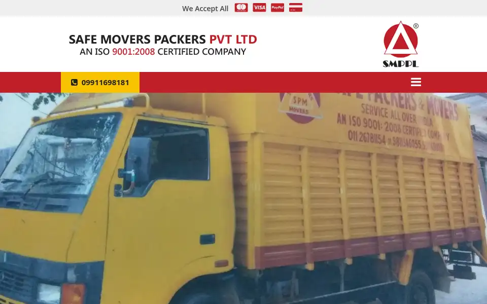 Screenshot of safepackersmovers.com