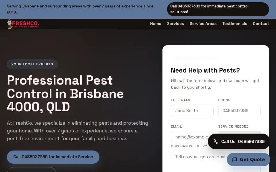 Screenshot of safepestcontrolbrisbane.com.au