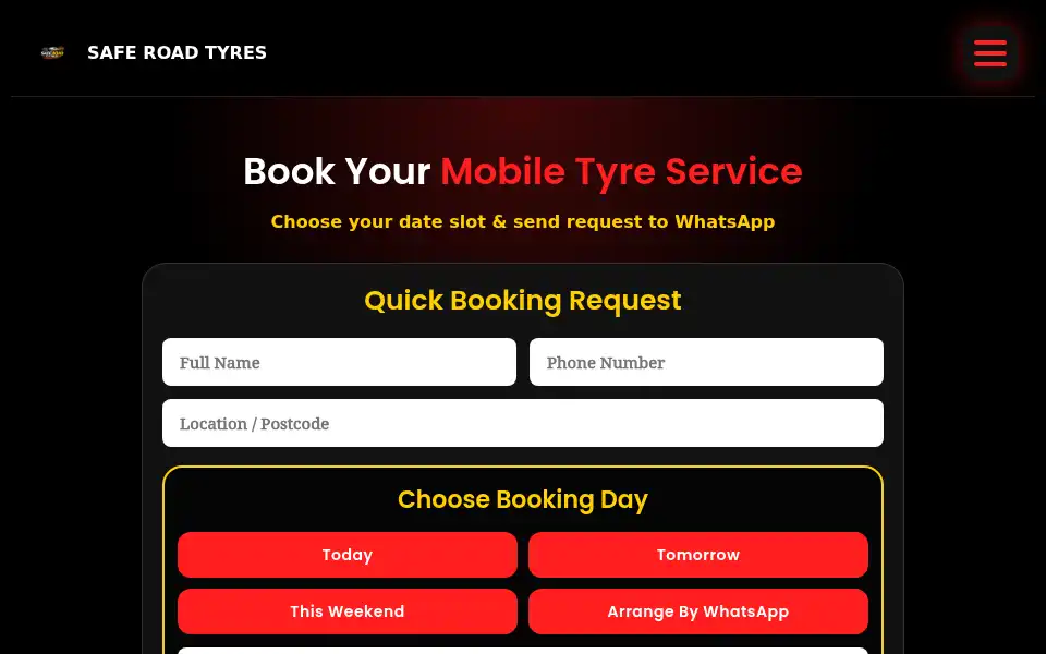 Screenshot of saferoadtyres247.co.uk