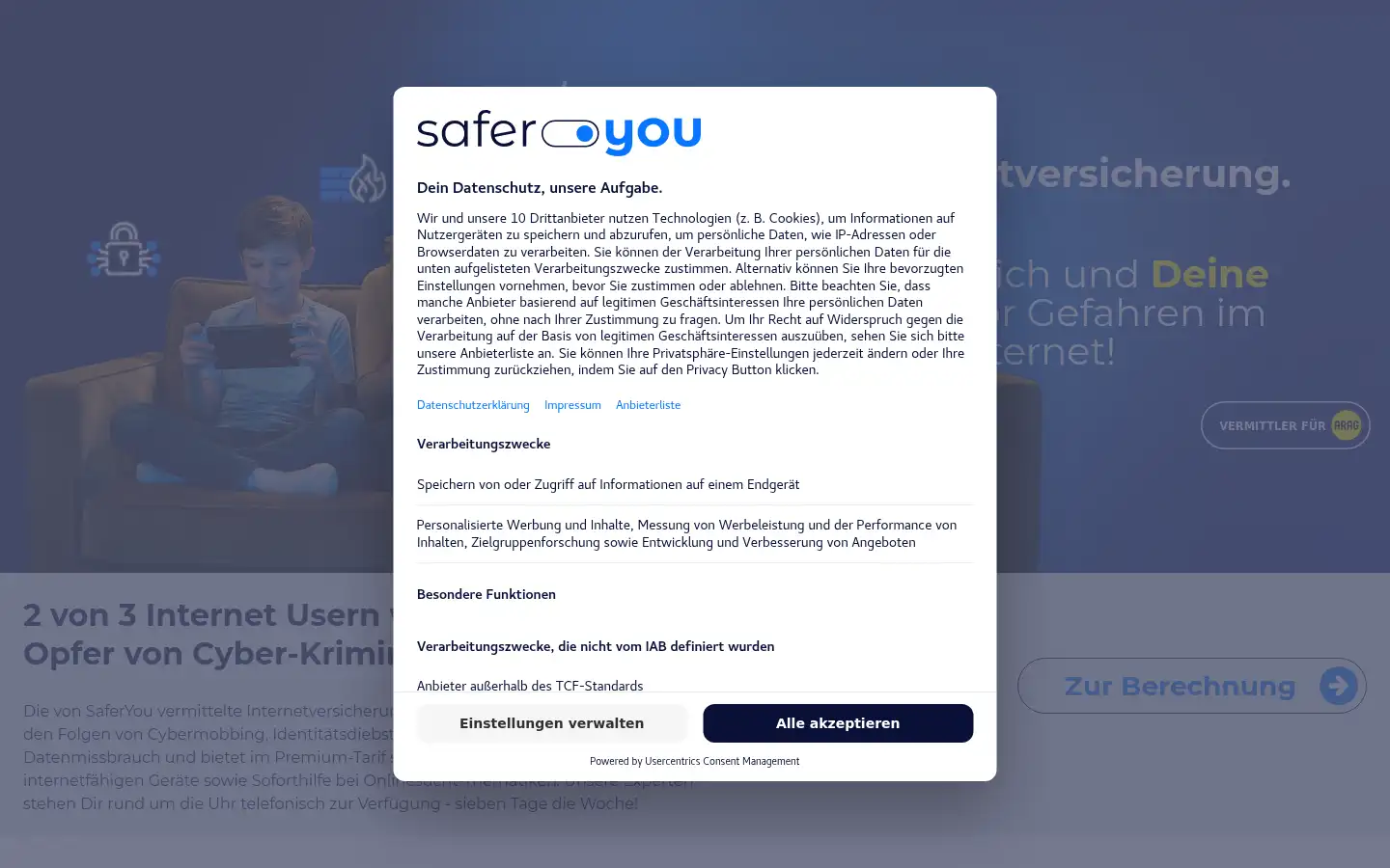 Screenshot of saferyou.de