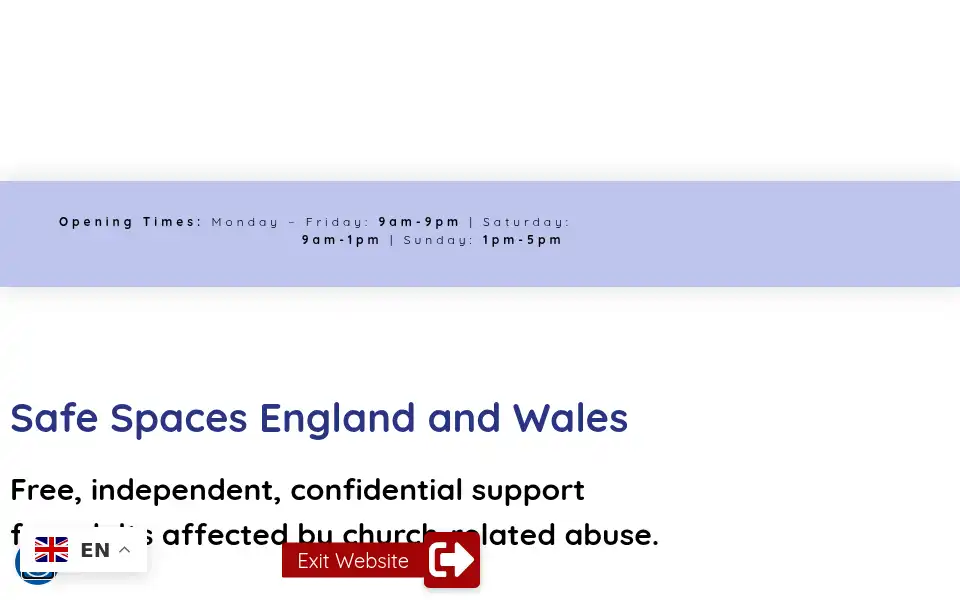 Screenshot of safespacesenglandandwales.org.uk