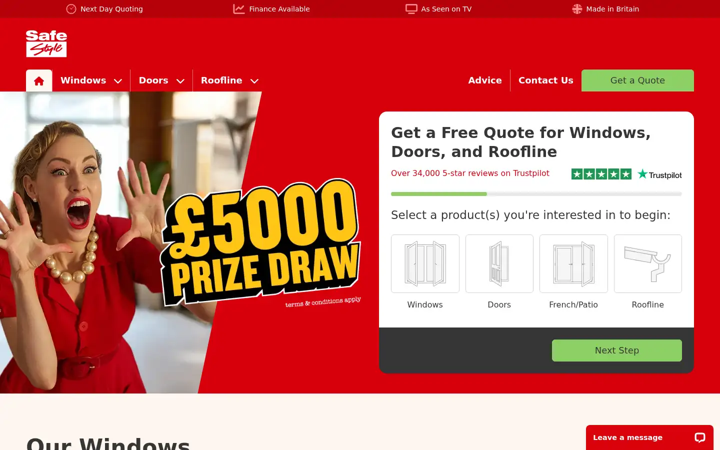 Screenshot of safestyle-windows.co.uk