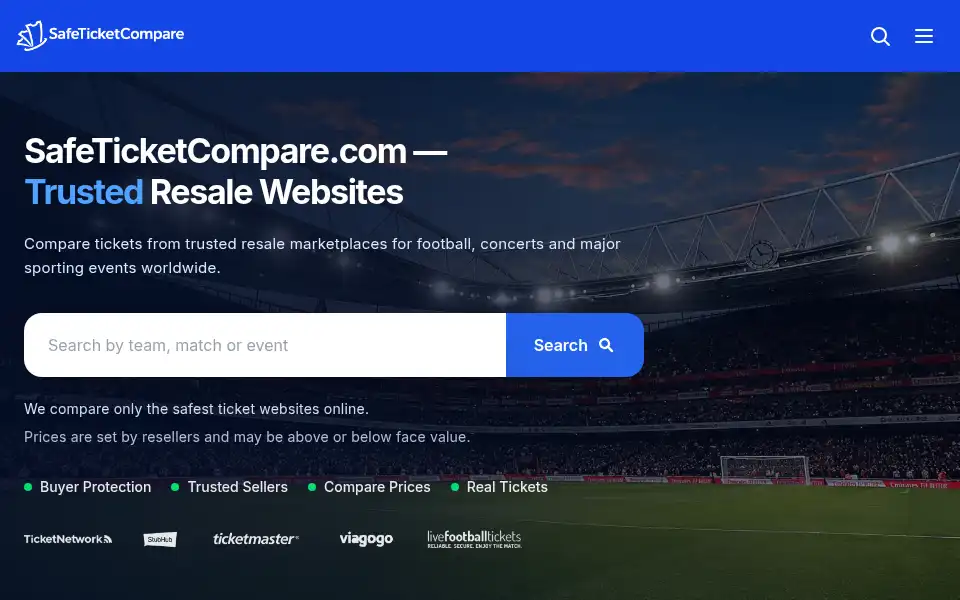 Screenshot of safeticketcompare.com