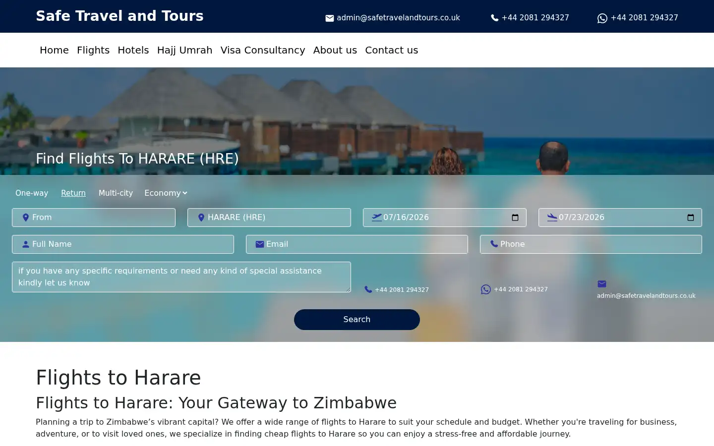 Screenshot of safetravelandtours.co.uk