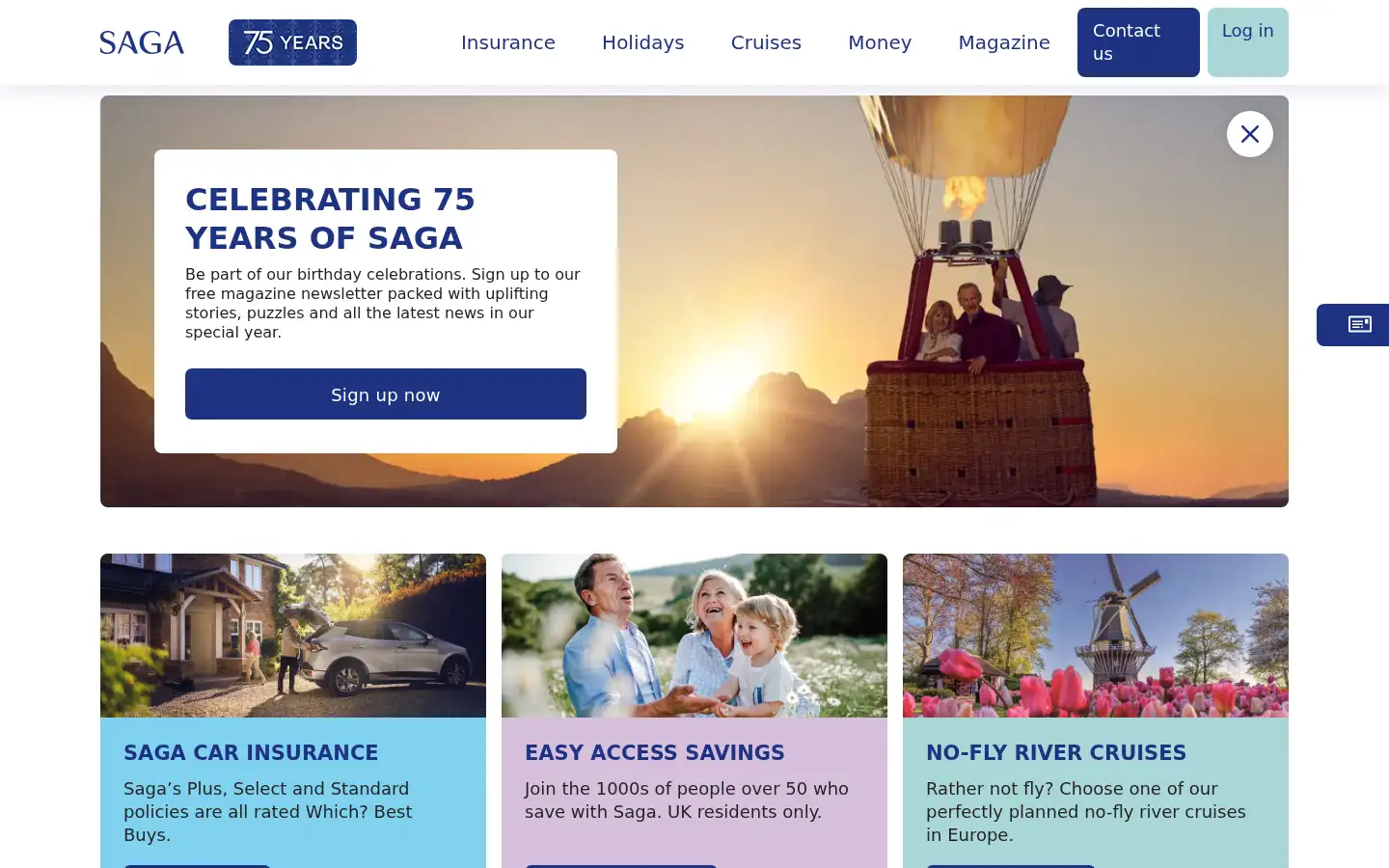 Screenshot of saga.co.uk