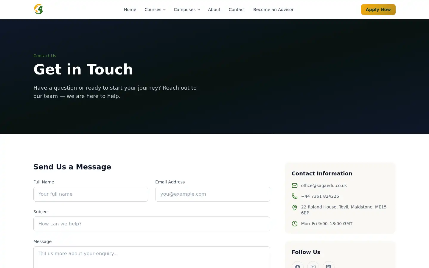 Screenshot of sagaedu.co.uk