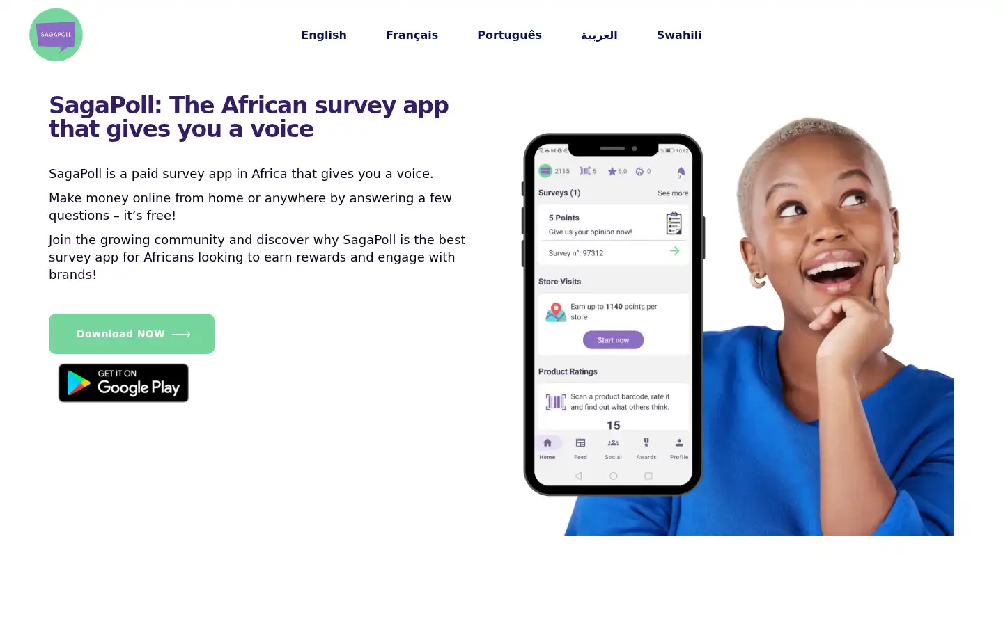 Screenshot of sagapoll.com