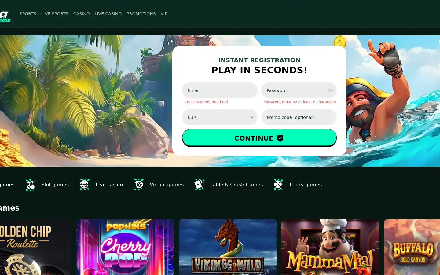 Screenshot of sagaspins22.com