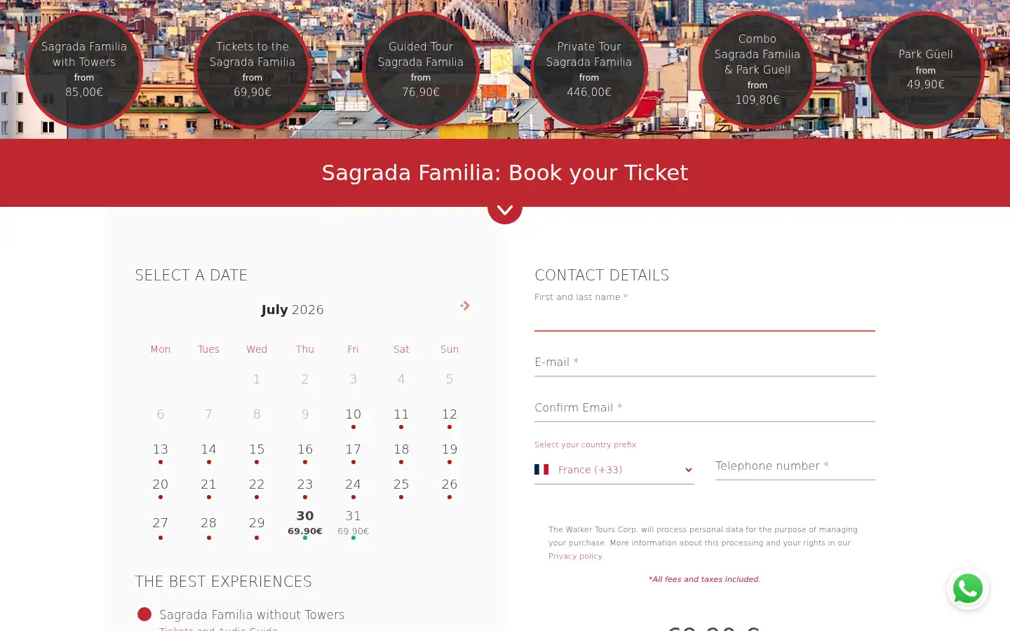 Screenshot of sagradafamiliatickets.org