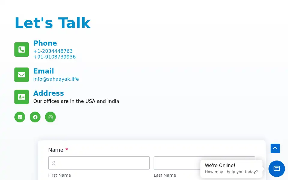 Screenshot of sahaayak.life