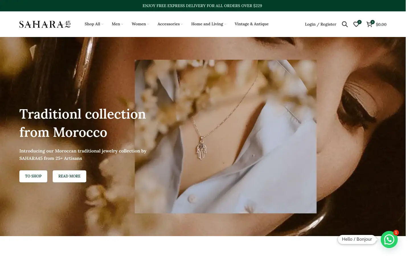Screenshot of sahara45shop.com