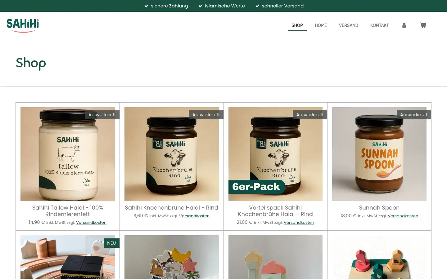 Screenshot of sahihishop.de