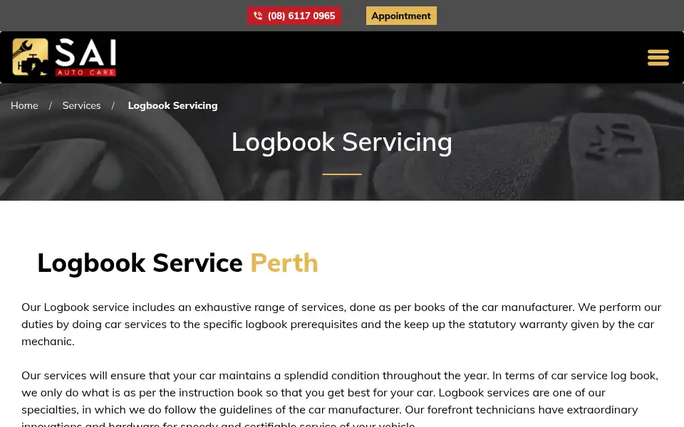 Screenshot of saiautocare.com.au