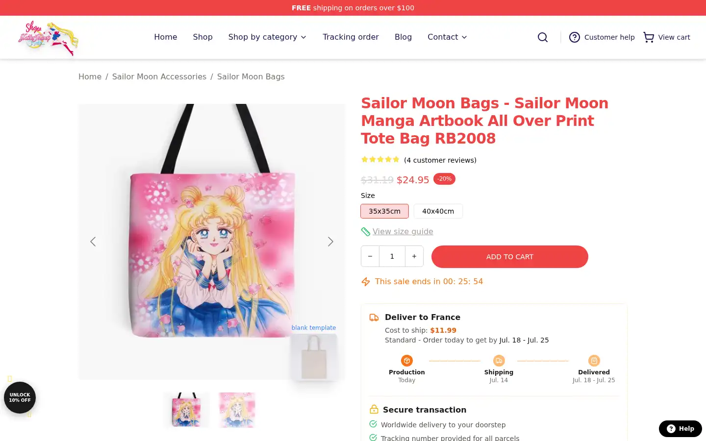 Screenshot of sailor-moon.shop