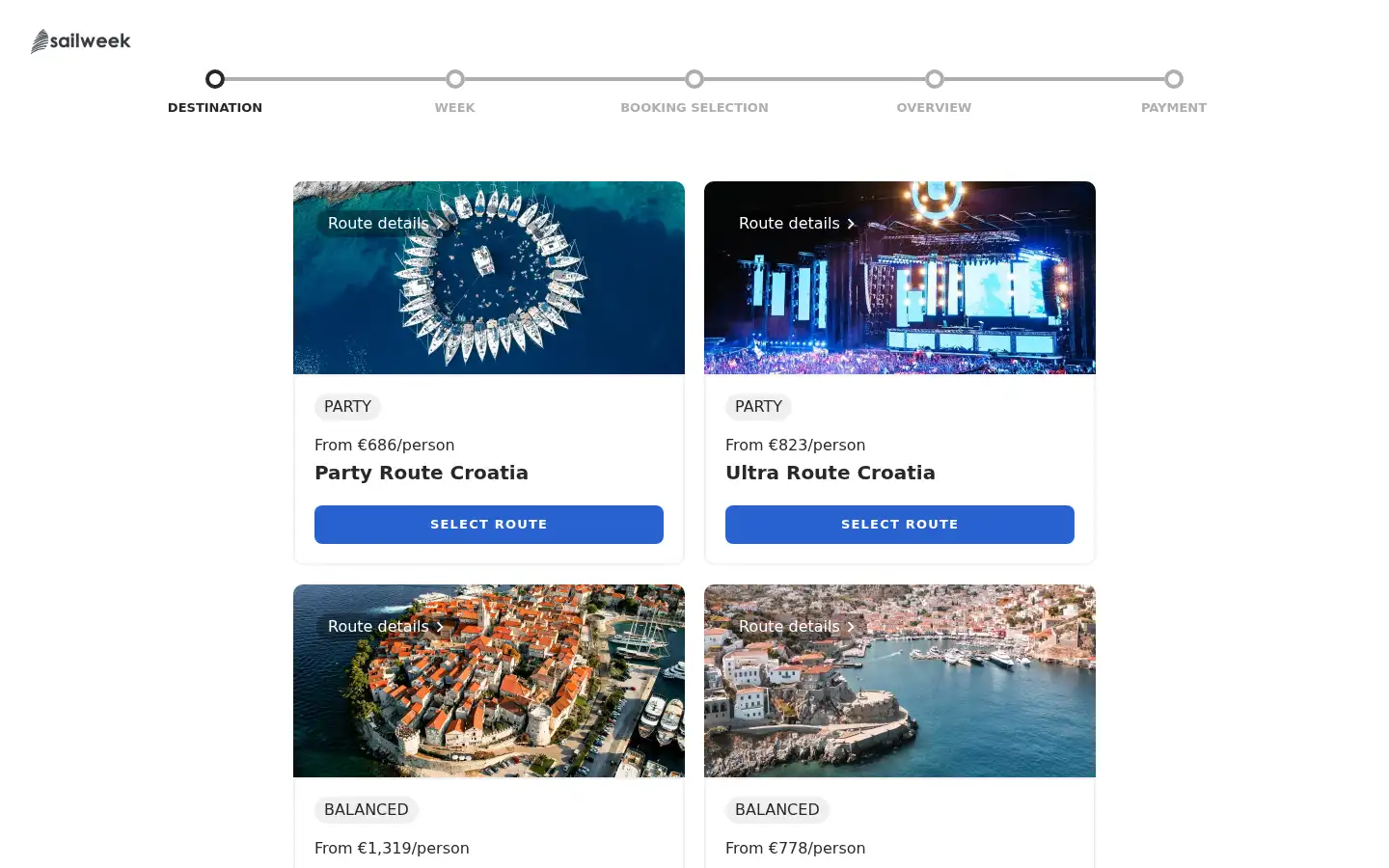 Screenshot of sailweek.tours