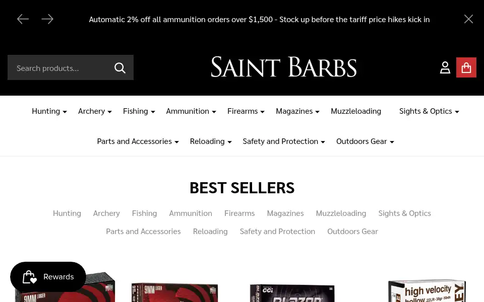 Screenshot of saintbarbsbullets.com
