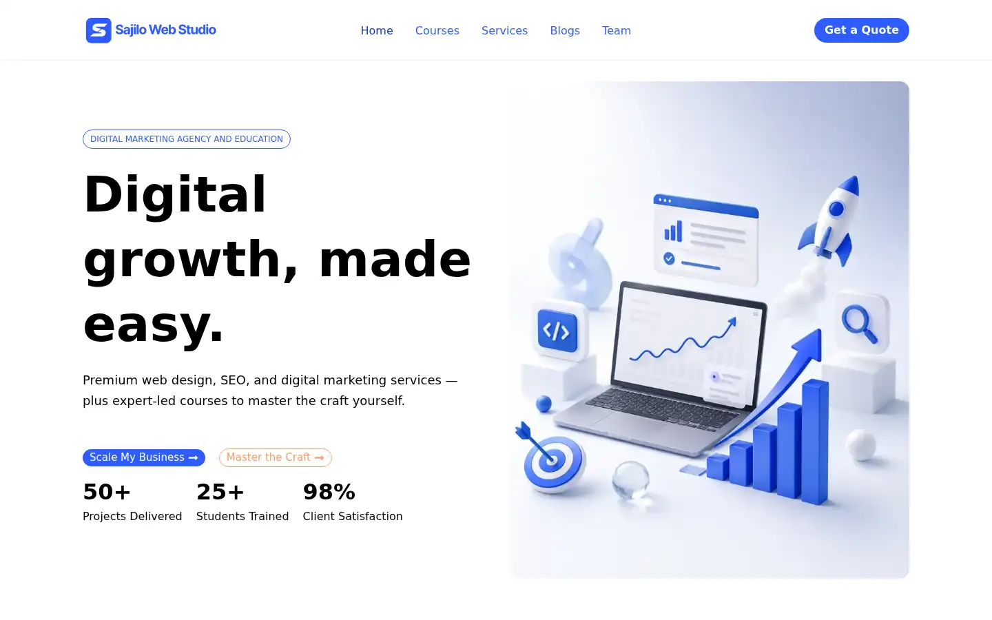 Screenshot of sajilowebstudio.com