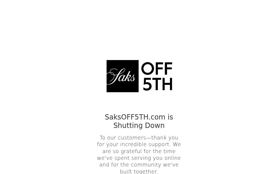 Screenshot of saksoff5th.com