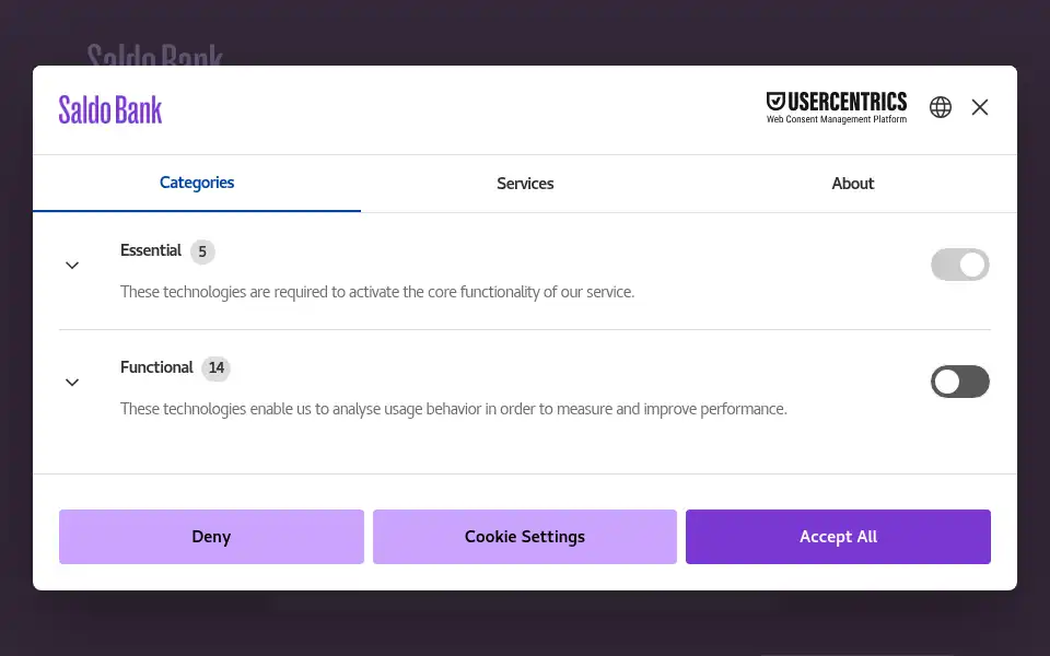 Screenshot of saldo.com