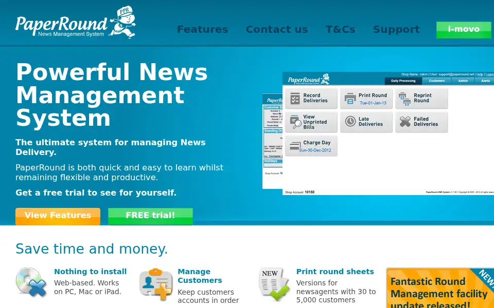 Screenshot of sales.paperround.net
