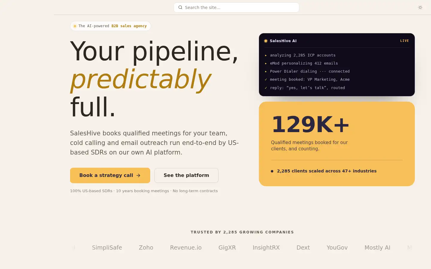 Screenshot of saleshive.com